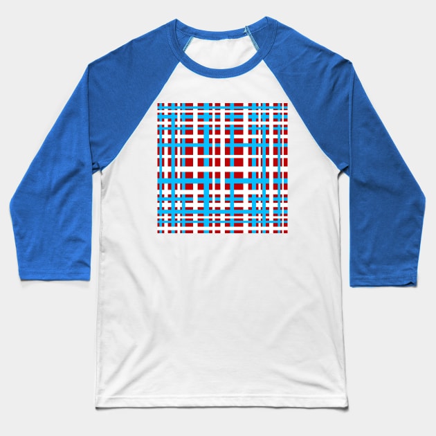 Interlocking Stripes White Red Light Blue Baseball T-Shirt by BlakCircleGirl